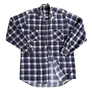 Vintage 80s Flannel Blue Red Western Two Pocket Made in USA Fits like Large